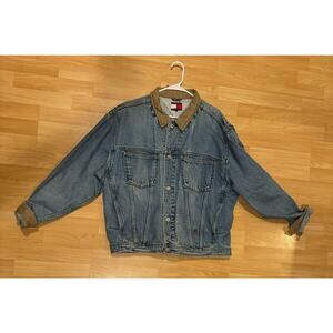 Tommy Hilfiger Crest Denim Blue Jean Jacket Men's Size XL Vintage 90s